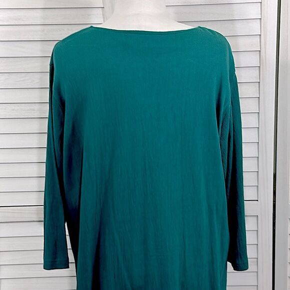 Woman Within Swing Dress 1X Gauzey Embroidered Teal - Picture 10 of 13